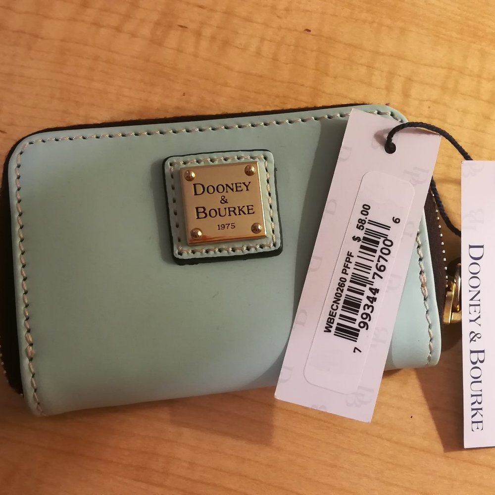 NWT Dooney Burke light blue mini purse wallet